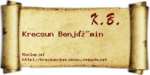 Krecsun Benjámin névjegykártya